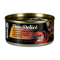 AnimAll (Энимал) Cat Duo Delice Duck&Crab - Влажный корм для кошек паштет из утки и кусочками краба 80 г