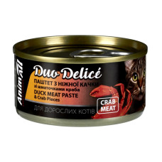 AnimAll (Энимал) Cat Duo Delice Duck&Crab - Влажный корм для кошек паштет из утки и кусочками краба 80 г