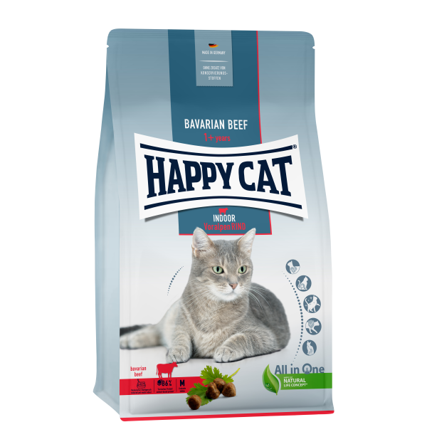 Happy Cat (Хепи Кет) Beef Indoor Adult - Сухой корм для взрослых котов живущих в помещении с мясом говядины 4 кг