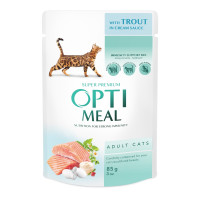 Optimeal (Оптимил) Cat Trout in Cream Gravy - Влажный корм для кошек с форелью в кремовом соусе 85 г
