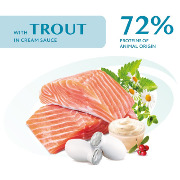 Optimeal (Оптимил) Cat Trout in Cream Gravy - Влажный корм для кошек с форелью в кремовом соусе 85 г