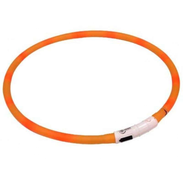 Croci (Кроки) - Ошейник для собак крупных пород с LED подсветкой с подзарядкой USB оранжевый 55 см