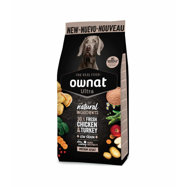 Ownat Ultra (Овнат Ультра) Dog Medium Chicken & Turkey - Сухой корм для собак средних пород с курицей и индейкой 12 кг