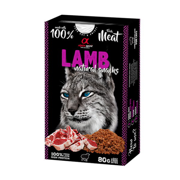 Alpha Spirit Cat Natural Snack Lamb - Полувлажное лакомство с ягненком для взрослых кошек 80 г