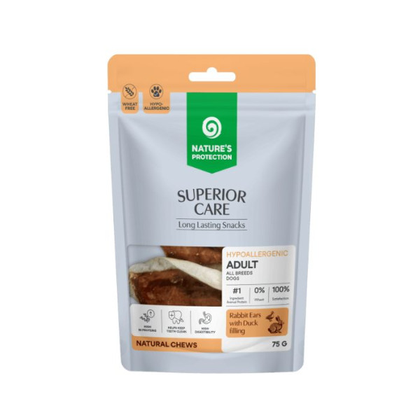 Nature’s Protection (Натур Протекшн) Superior Care Dog Grain Free Rabbit Ears With Duck Filling Adult - Лакомство беззерновое для взрослых собак всех пород кроличьи уши с начинкой из утки 75 г