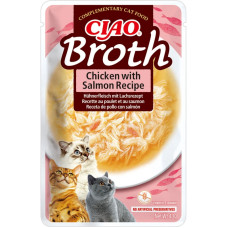 INABA (Інаба) Cat Ciao Broth With Chicken&Salmon - Ласощі для котів тушкована курка та лосось в бульйоні 40 г