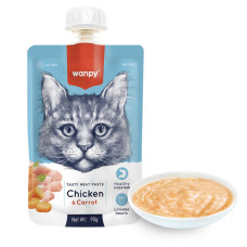Wanpy (Ванпі) Cat Chicken & Carrot - Рідкий корм для котів крем-пюре з куркою та морквою 90 г