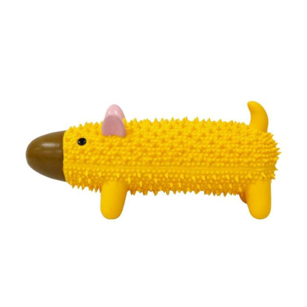 Misoko (Мисоко) Dog Toy Spiked Dog Yellow - Игрушка для собак пес c шипами латекс желтая 20 см
