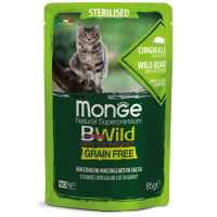 Monge (Монж) Cat Bwild Grain Free Cinghiale Sterilised - Влажный беззерновой корм для стерилизованных котов с кабаном 0.085 кг