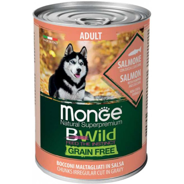 Monge (Монж) BWild Dog Grain Free Salmon & Pumpkin Adult All Breeds - Влажный беззерновой корм для взрослых собак всех пород с мясом лосося и тыквой 400 г
