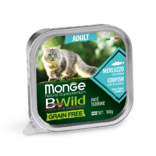 Monge (Монж) Bwild Cat Grain Free Cod Pate Adult - Влажный беззерновой корм для взрослых котов паштет с мясом трески 100 г