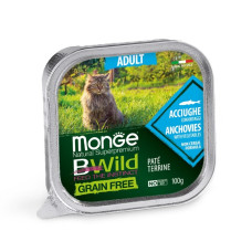 Monge (Монж) Bwild Cat Grain Free Anchovy Pate Adult - Влажный беззерновой корм для взрослых котов паштет с анчоусами 100 г