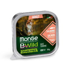 Monge (Монж) Bwild Cat Grain Free Salmon Pate Adult - Влажный беззерновой корм для взрослых котов паштет с мясом лосося 100 г