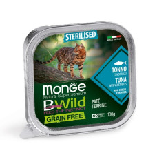 Monge (Монж) Bwild Cat Grain Free Tuna Pate Sterilised Adult - Влажный беззерновой корм для взрослых стерилизованных котов паштет с мясом тунца 100 г