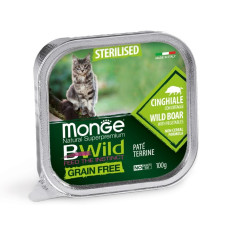 Monge (Монж) Bwild Cat Grain Free Boar Pate Sterilised Adult - Влажный беззерновой корм для взрослых стерилизованных котов паштет с мясом кабана 100 г