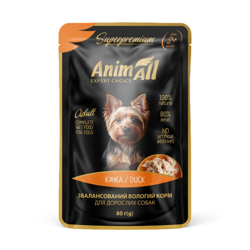 Animall (Енімал) Dog Grain Free Duck Gravy Adult All Breeds - Вологий беззерновий корм для дорослих собак усіх порід шматочки в соусі з м’ясом качки 80 г