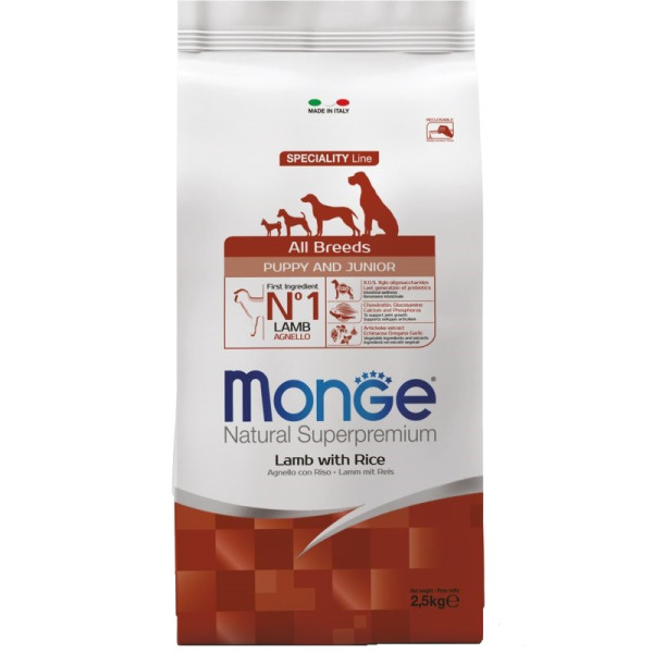 Monge (Монж) Dog Chicken & Rice Puppy & Junior All Breeds - Сухий корм для цуценят усіх порід з м’ясом ягняти та рисом 2.5 кг