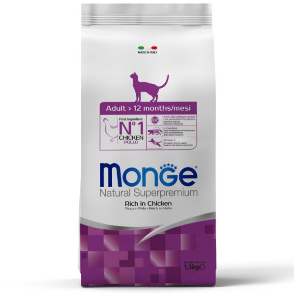 Monge (Монж) Cat Chicken Adult - Сухий корм для дорослих котів з м’ясом курки 1.5 кг
