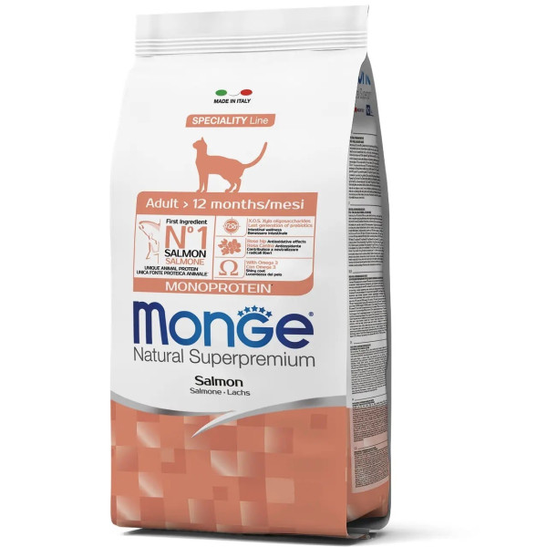 Monge (Монж) Cat Monoprotein Adult Salmon -Сухий монопротеїновий корм для дорослих котів з лососем 400 г