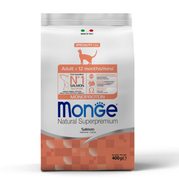 Monge (Монж) Cat Salmon Monoprotein Adult - Сухий монопротеїновий корм для дорослих котів з м’ясом лосося 400 г