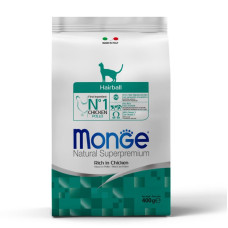 Monge (Монж) Cat Chiсken Hairball Adult - Сухий корм для дорослих котів для виведення шерсті з м’ясом курки 400 г