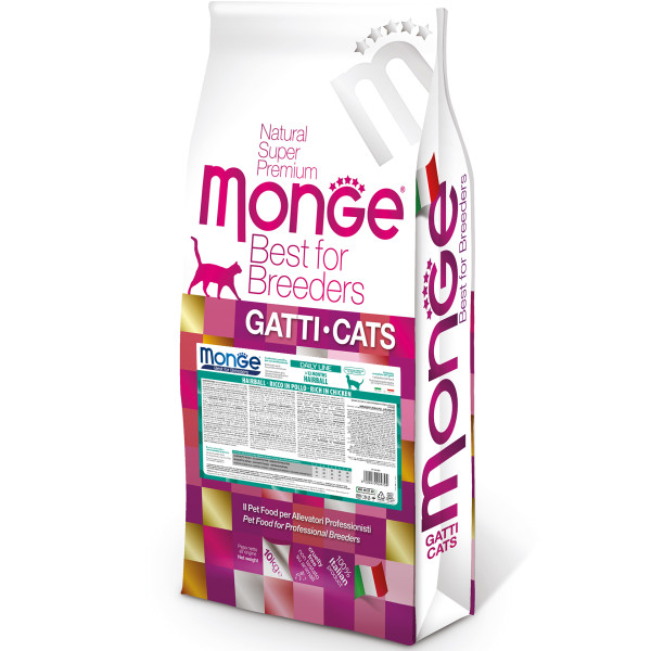 Monge (Монж) Cat Chiсken Hairball Adult - Сухой корм для взрослых котов для выведения шерсти с мясом курицы 10 кг