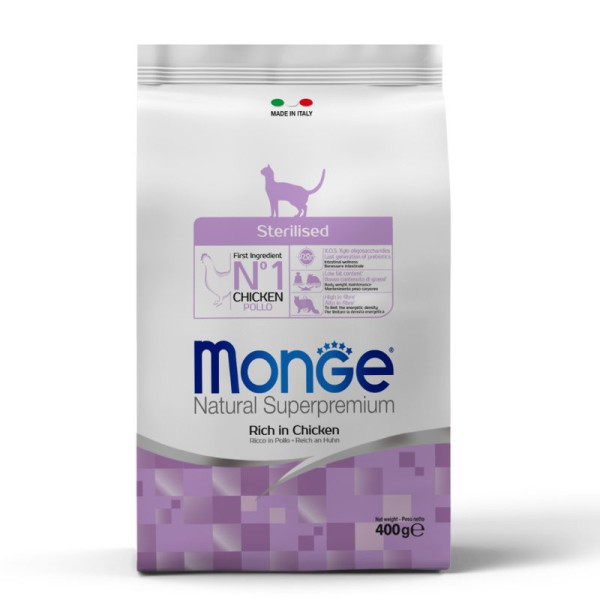 Monge (Монж) Cat Chicken Sterilised Adult - Сухой корм для взрослых стерилизованных котов с мясом курицы 400 г