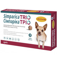 Zoetis Simparica (Симпарика) Trio - Таблетки для собак весом от 1.3 до 2.5 кг от блох, клещей и гельминтов 1 шт.