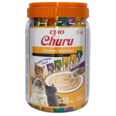 INABA (Инаба) Cat Churu Mousse Chicken Varieties - Лакомство для кошек сливочный мусс в стеках разновидности вкусов с курицей 700 г