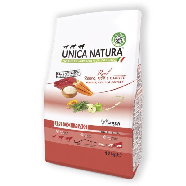 Unica Natura (Уника Натура) Unico Maxi Venison, Rice and Carrots - Сухой корм для взрослых собак крупных пород рис и морковь оленина 12 кг