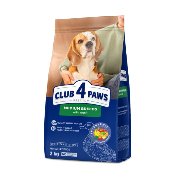 Club 4 Paws (Клуб 4 Лапы) Dog Premium Medium Breeds Duck - Сухой корм для собак средних пород с уткой 2 кг
