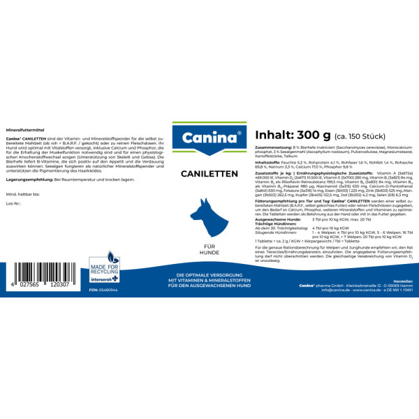 Canina (Каніна) Caniletten - Вітамінний комплекс для дорослих собак 300 г