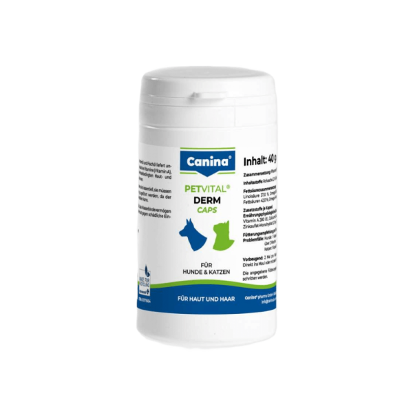 Canina (Канина) PetVital Dеrm-Caps - Витамины для собак и кошек, для проблемной шерсти (100 табл) 40 г