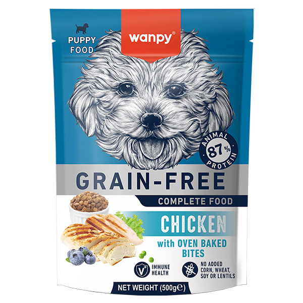 Wanpy (Ванпи) Dog Grain Free Chicken Puppy All Breed - Сухой беззерновой корм для щенков всех пород с мясом курицы 500 г