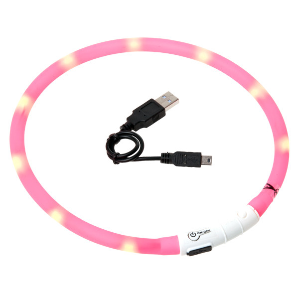 Нашийник для собак що світиться Flamingo Visio Light Led Pink 70 см