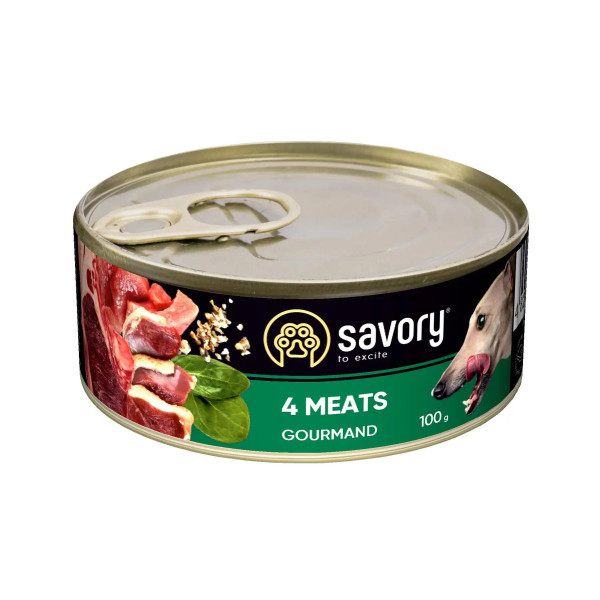 Savory (Сейвори) Dog Gourmand 4 Meat - Влажный корм для собак 4 вида мяса 100 г