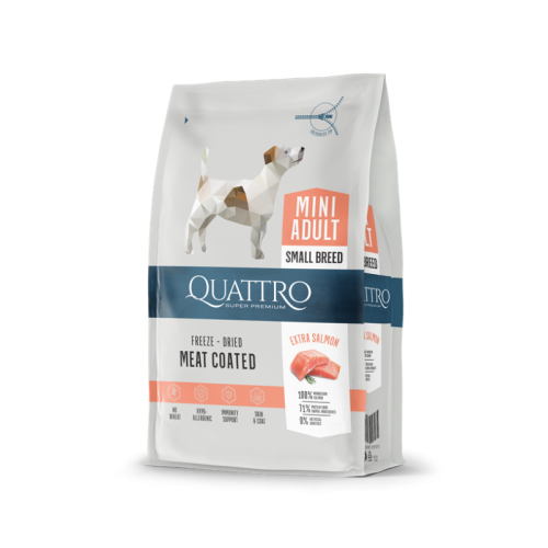 Quattro (Кватро) Dog Extra Salmon Adult Mini - Сухой корм для взрослых собак мелких пород с мясом лосося 7 кг