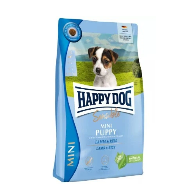 Happy Dog (Хепи Дог) Lamb & Rice Sensible Puppy Mini - Сухой корм для щенков мелких пород для поддержания чувствительного пищеварения с мясом ягнёнка и рисом 4 кг