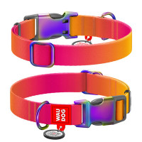 WauDog (ВауДог) Nylon Recycled Orange - Ошейник для собак нейлоновый градиент оранжевый (Ш 15 мм, Дл 25-35 см) S