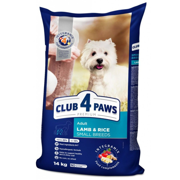 Club 4 Paws (Клуб 4 Лапы) Dog Premium Small Breeds Lamb&Rice - Сухой корм для собак малых пород гипоаллергенный с ягненком и рисом 14 кг