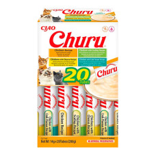 INABA (Інаба) Cat Churu Mousse Chicken Varieties - Ласощі для котів вершковий мус у стіках різновиди смаків з куркою 280 г