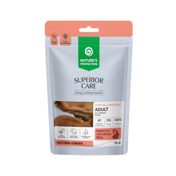 Nature’s Protection (Нейчер Протекшн) Dog Superior Care Salmon Filling Rabbit Ears Hypoallergenic Adult All Breed - Лакомство для взрослых собак всех пород кроличьи ушки с начинкой лосося 75 г